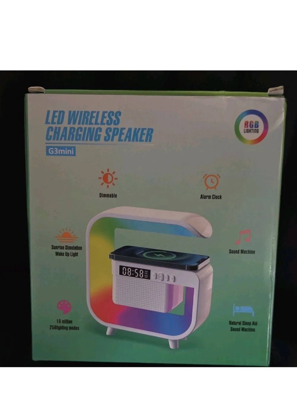 G3mini Wireless Charging Bluetooth Speaker - White with RGB Lighting